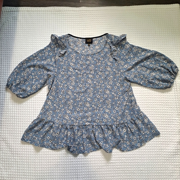 W5 Tops - W5 Blue Floral Blouse